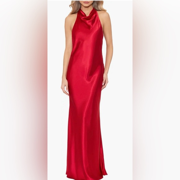 Betsy & Adam Halter Charmeuse Evening Dress  Like New sz 12 - Picture 2 of 8